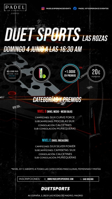 Torneo DOMINGO 4 JUNIO & DUET SPORTS LAS ROZAS
