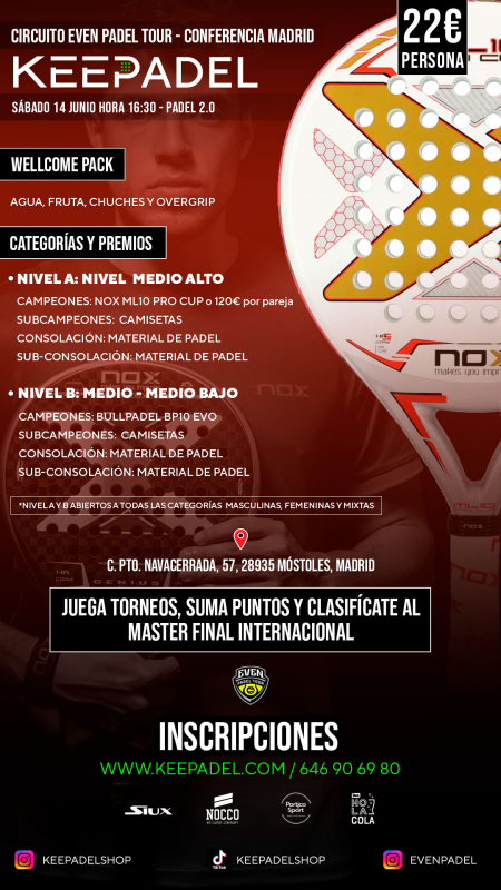Apúntate a TORNEO KEEPADEL SÁBADO 14 MAYO & PADEL 2.0