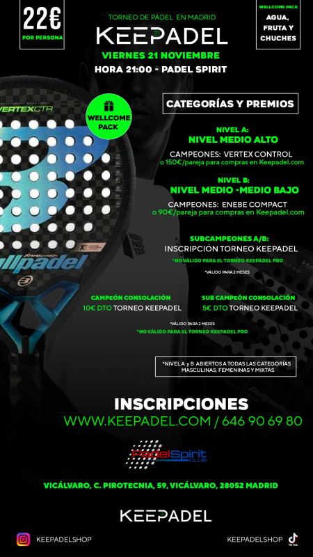 Apúntate a KEEPADEL VIERNES 21 DE NOVIEMBRE & PADEL SPIRIT
