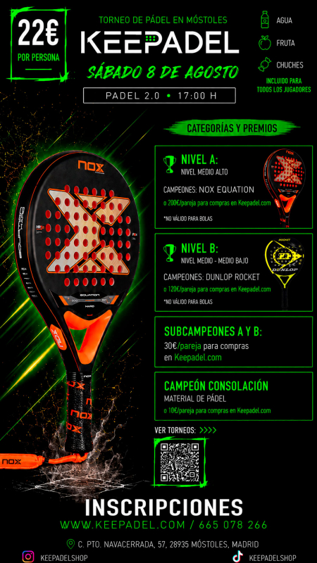 Apúntate a TORNEO KEEPADEL SÁBADO 8 AGOSTO & PADEL 2.0