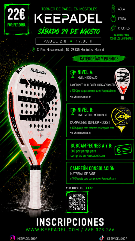 Apúntate a TORNEO KEEPADEL SÁBADO 29 AGOSTO & PADEL 2.0