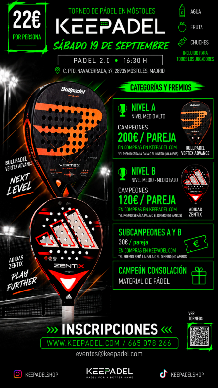 Apúntate a TORNEO KEEPADEL SÁBADO 19 SEPTIEMBRE & PADEL 2.0