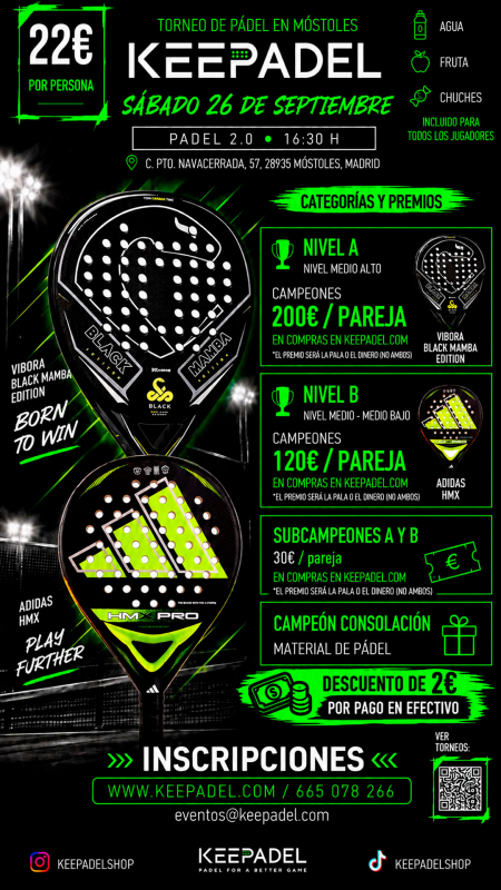 Apúntate a TORNEO KEEPADEL SÁBADO 26 SEPTIEMBRE & PADEL 2.0